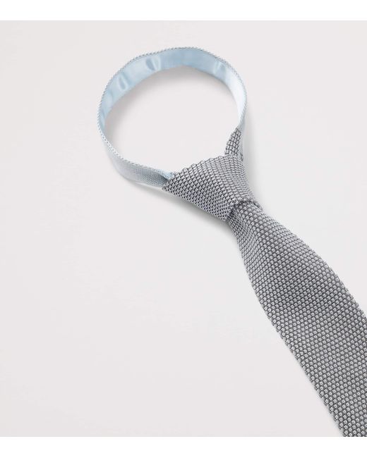 Boss White Silk Knitted Tie for men