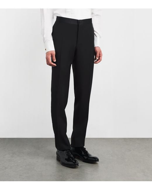 Canali Black Wool Tuxedo Trousers for men