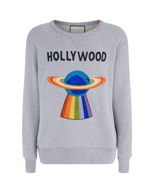 Gucci Gray Hollywood Ufo Motif Sweatshirt for men