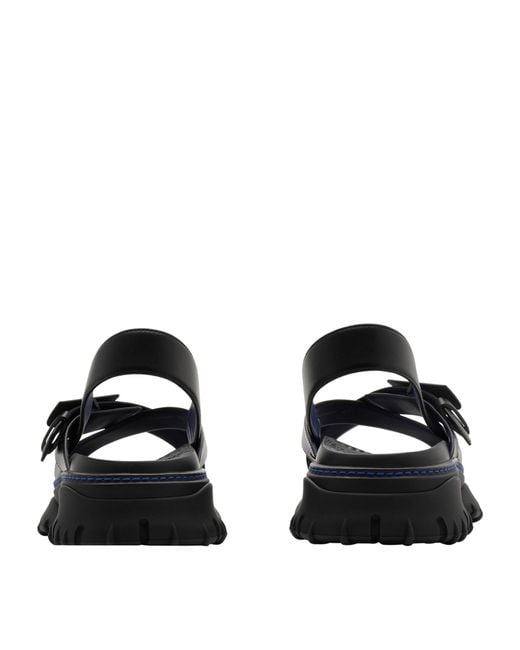 Burberry Black Leather Cross-over Sandals for men
