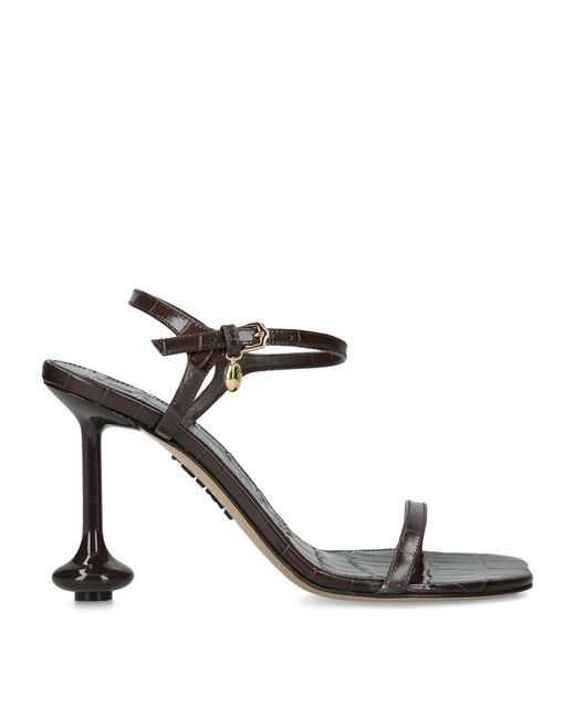 Loewe Brown Croc-Embossed Leather Toy Heeled Sandals 90