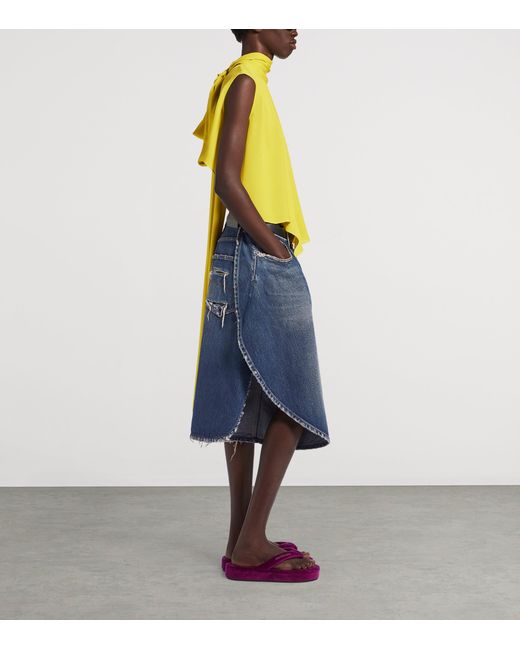 Balenciaga Yellow Silk Open-Back Blouse