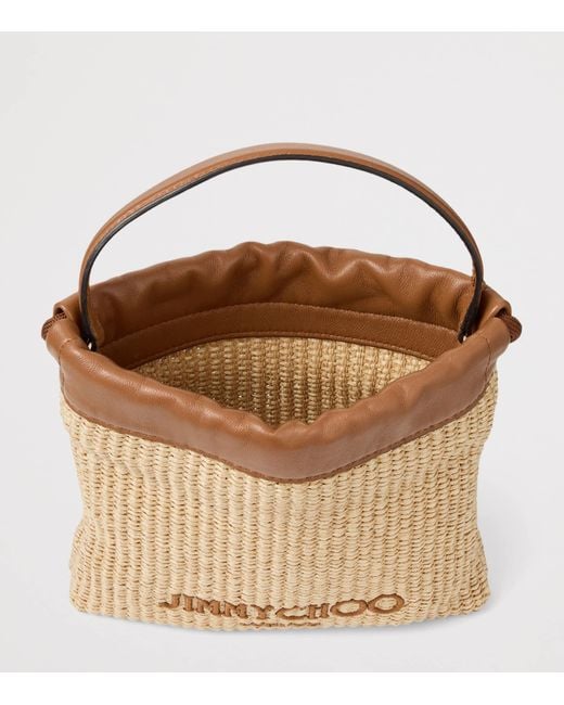Jimmy Choo Brown Raffia Drawstring Pouch
