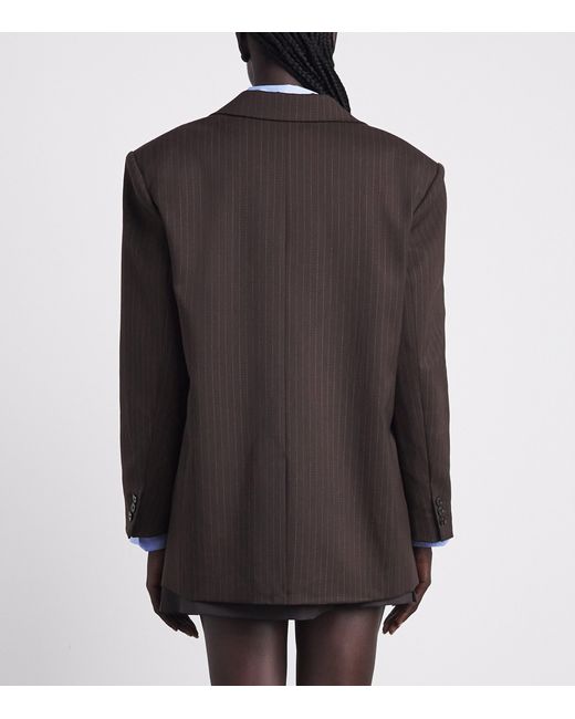 Sandro Brown Striped Single-Breasted Blazer