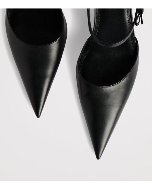 Balenciaga Black Leather Avenue Bow Slingback Pumps 70