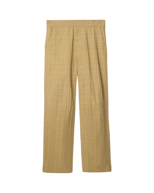Burberry Natural Cotton Check Trousers for men
