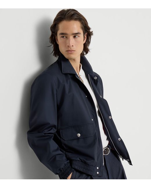 Brunello Cucinelli Blue Wool-Silk Field Jacket for men