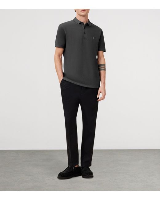 AllSaints Black Organic Cotton Reform Polo Shirt for men