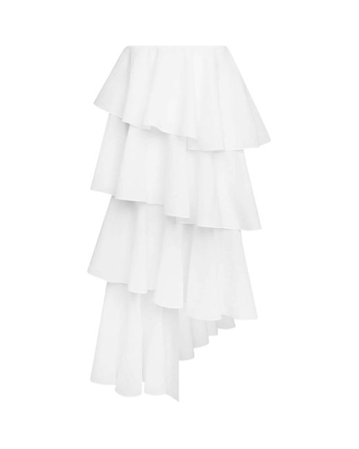 Alaïa White Cotton-Linen Spiral Midi Skirt
