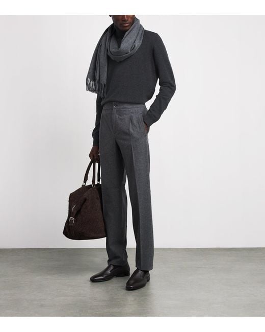Isaia Gray Cashmere Rollneck Sweater for men