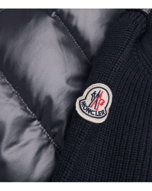 Moncler Blue Wool Down-Front Hoodie for men