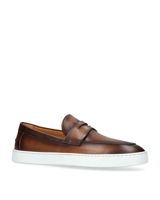 Magnanni Shoes Brown Leather Cowes Penny Sneakers for men
