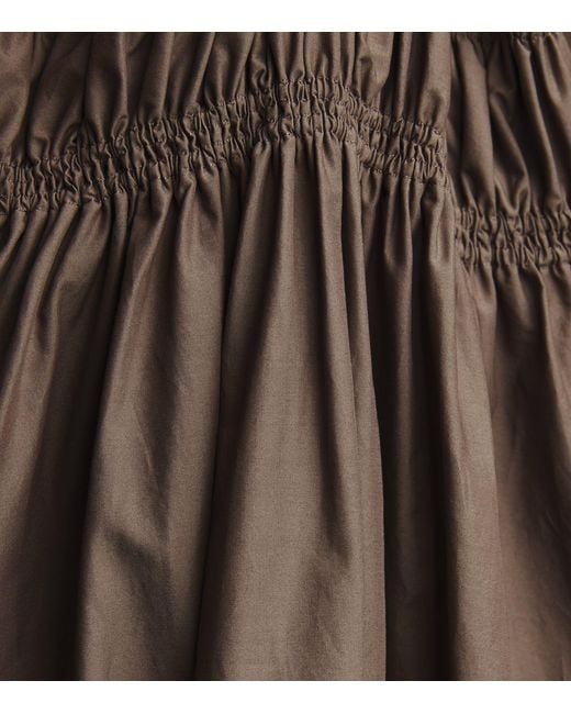 Matteau Brown Organic Cotton Shirred Midi Dress