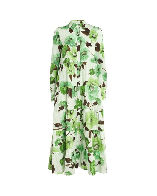 Erdem Green Cotton Floral Shirt Dress