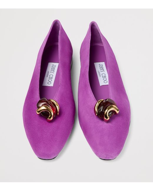 Jimmy Choo Purple Margot Suede Ballet Flats
