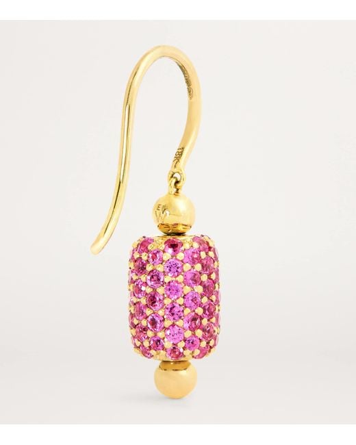 Emily P. Wheeler Pink And Sapphire Barrel Drop Earrings