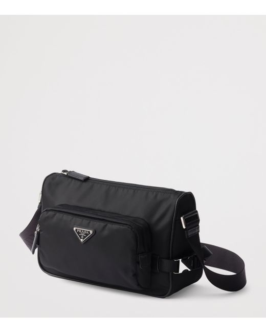 Prada Black Medium Re-Nylon And Leather Messenger Bag for men