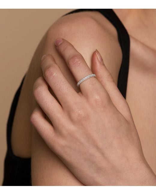 Astrid & Miyu Metallic Rhodium-Plated Pavé Essential Ring