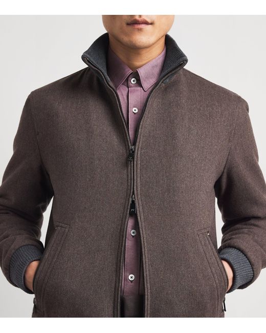 Pal Zileri Brown Wool-Blend Padded Bomber Jacket for men