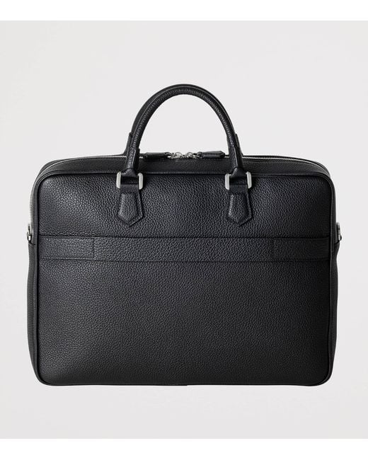 Serapian Black Slim Cachimere Leather Briefcase for men