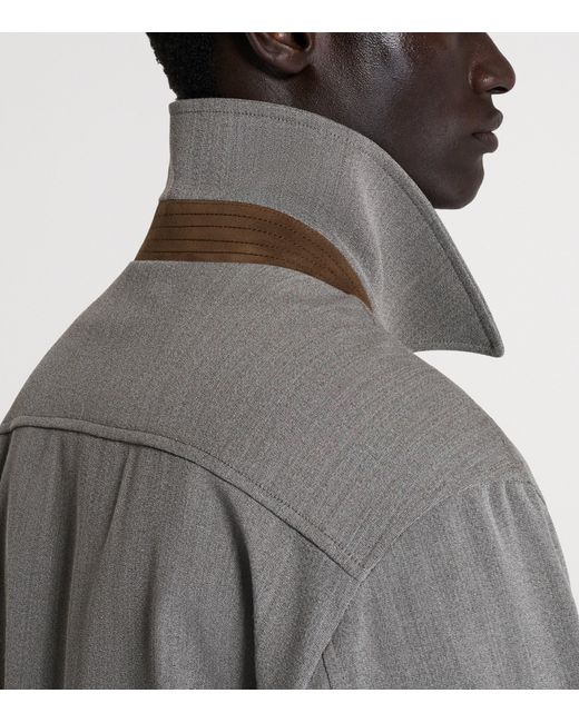 Dunhill Gray Wool Super 120S Bomber Jacket for men