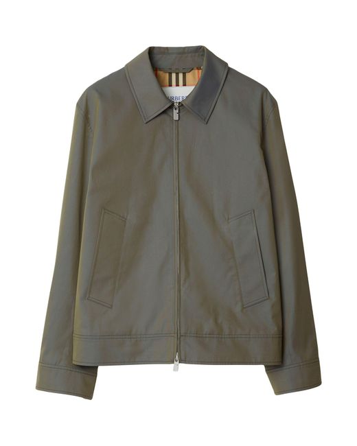 Burberry Green Cotton Harrington Jacket for men