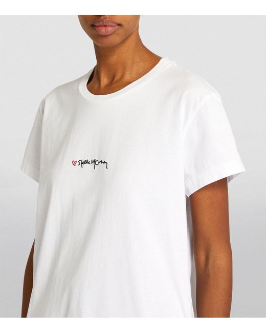 Stella McCartney White Embroidered Love Logo T-shirt