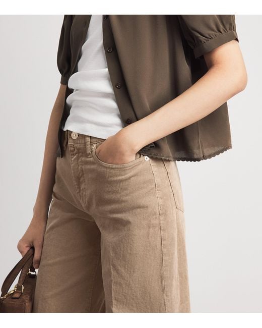 7 For All Mankind Natural Corduroy Lotta Wide-Leg Trousers