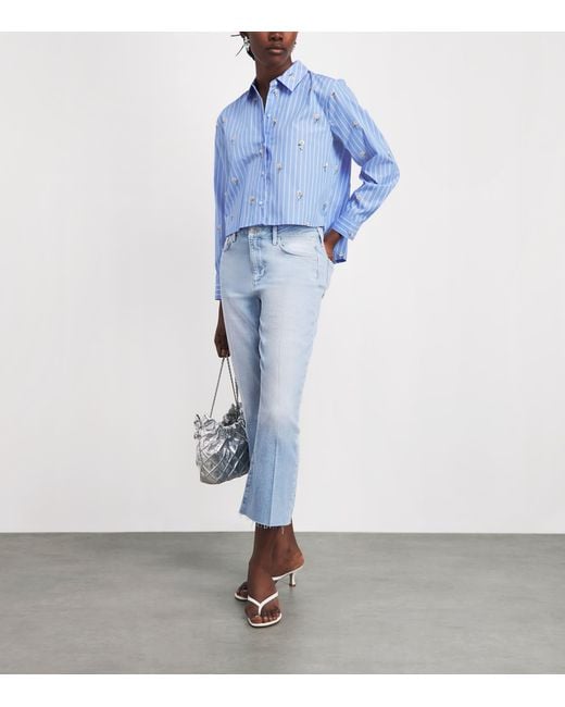 L'Agence Blue Cropped Kendra Flared Jeans