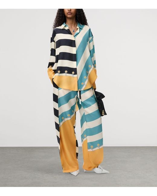 Loewe Blue Silk Printed Trousers