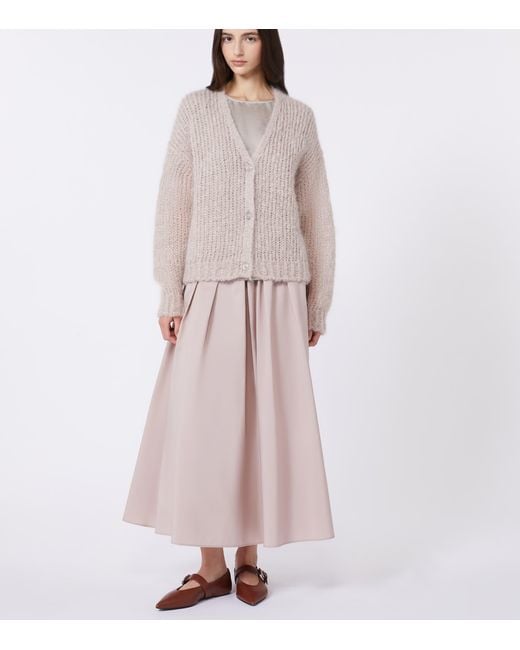 Weekend by Maxmara Natural Mohair-Wool-Blend V-Neck Cardigan