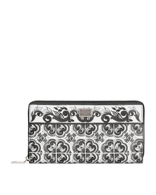 Dolce & Gabbana Multicolor Grained Calfskin Majolica Zip-Around Wallet for men