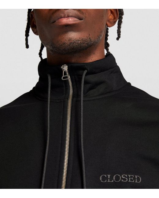 Closed Black Organic Cotton Zip-up Sweatshirt for men