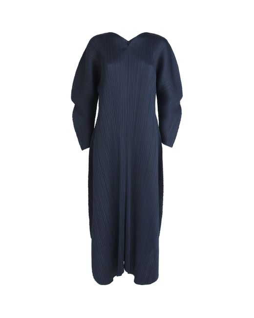 Pleats Please Issey Miyake Blue Wormhole Midi Dress