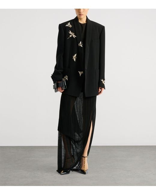 Balmain Black Embellished Insect Blazer