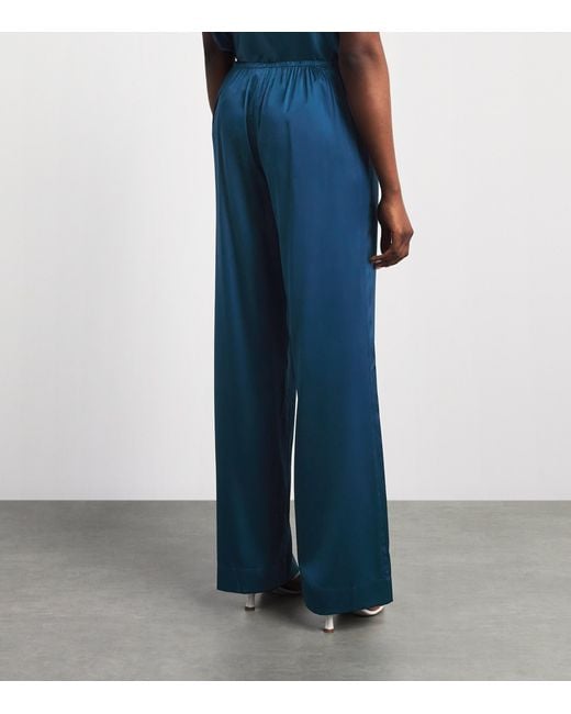 Staud Blue Silk Stroll Trousers