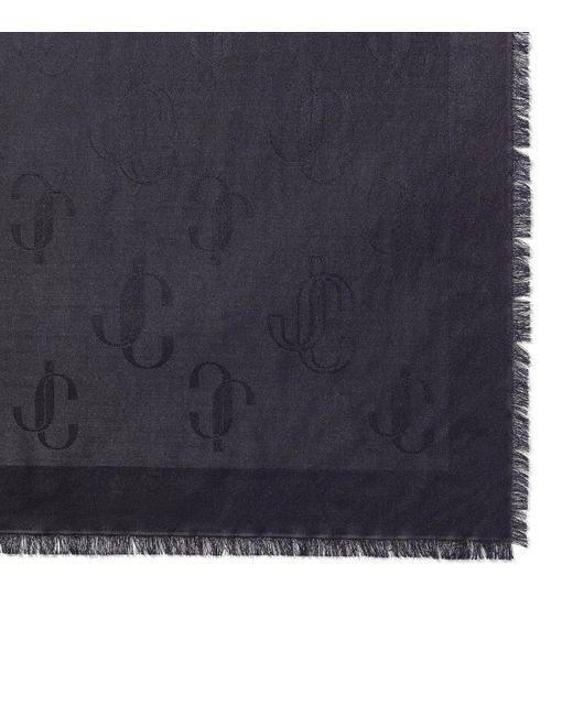 Jimmy Choo Blue Silk-Wool Emani Scarf