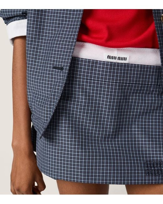 Miu Miu Blue Check Mini Skort