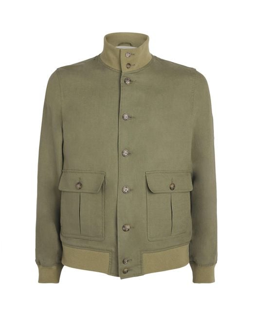 Valstar Green Linen Ino Bomber Jacket for men