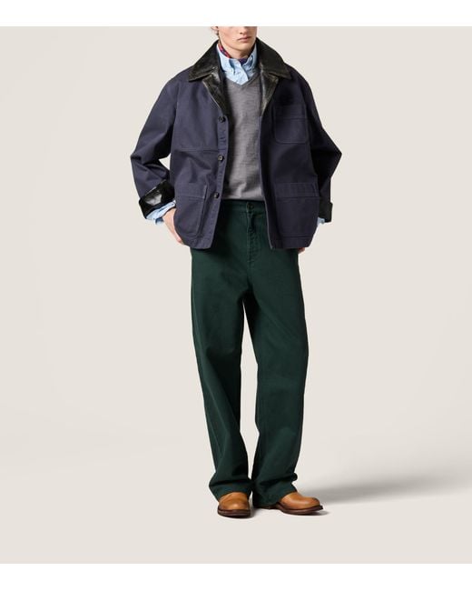 Miu Miu Green Cotton Gabardine Trousers