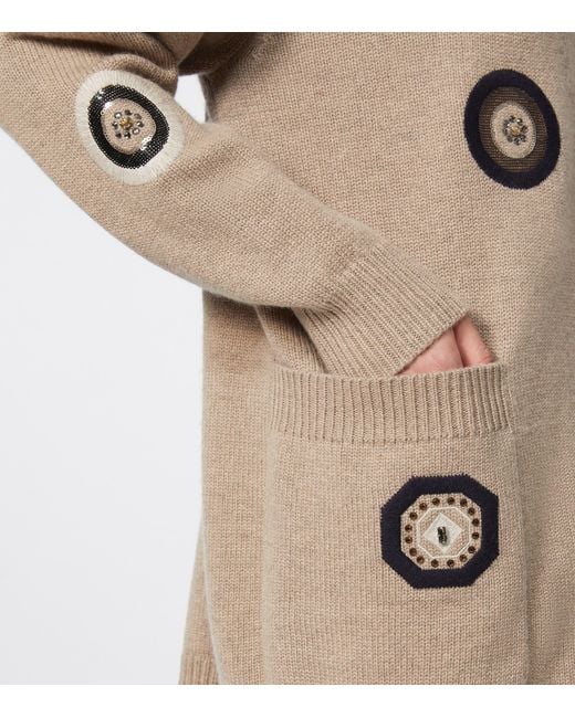 Max Mara Natural Wool-Cashmere Patch Cardigan