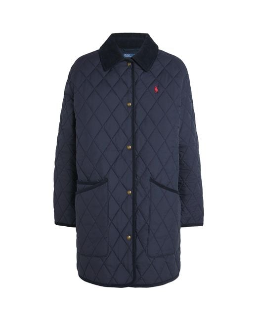 Polo Ralph Lauren Blue Water-Repellent Quilted Coat