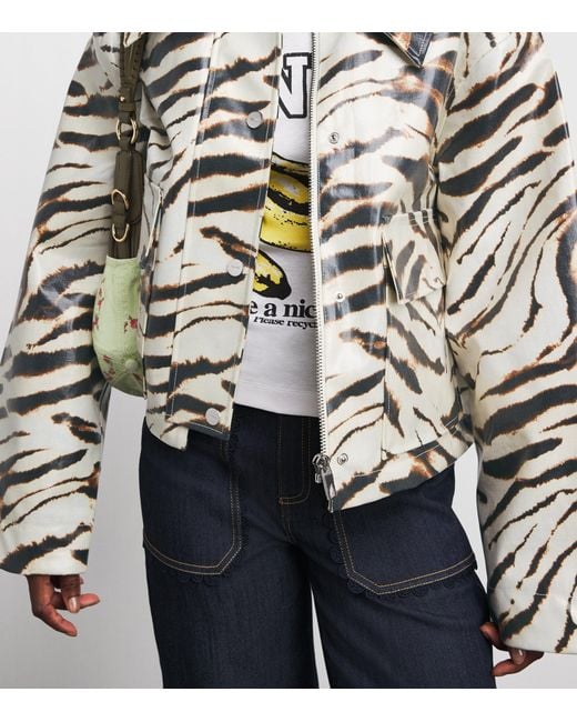 Ganni Gray Laminated Zebra Jacket