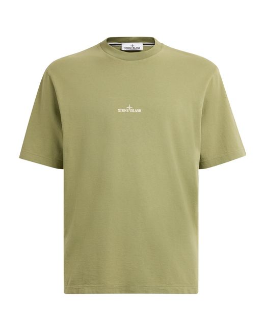Stone Island Green Organic Cotton Logo T-Shirt for men
