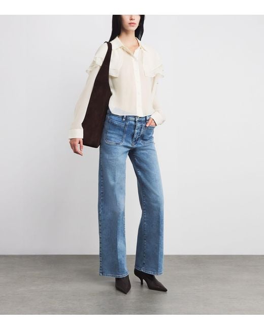 FRAME White Silk Cape Blouse