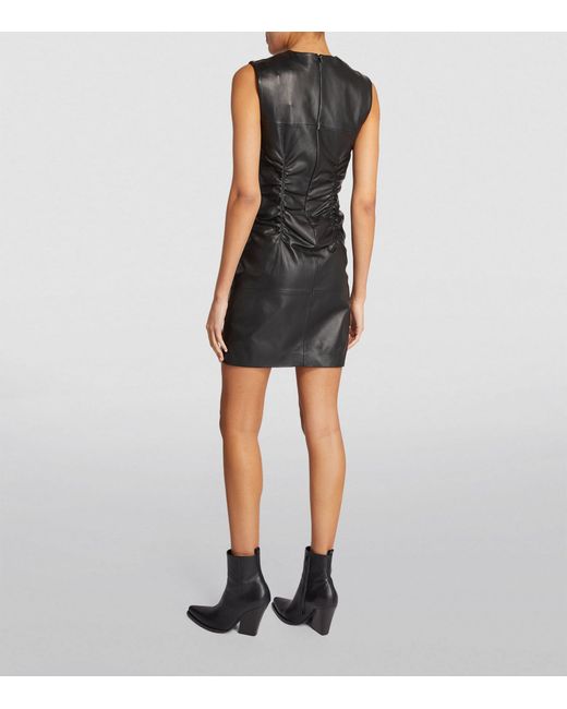Sportmax Black Leather Kastel Mini Dress