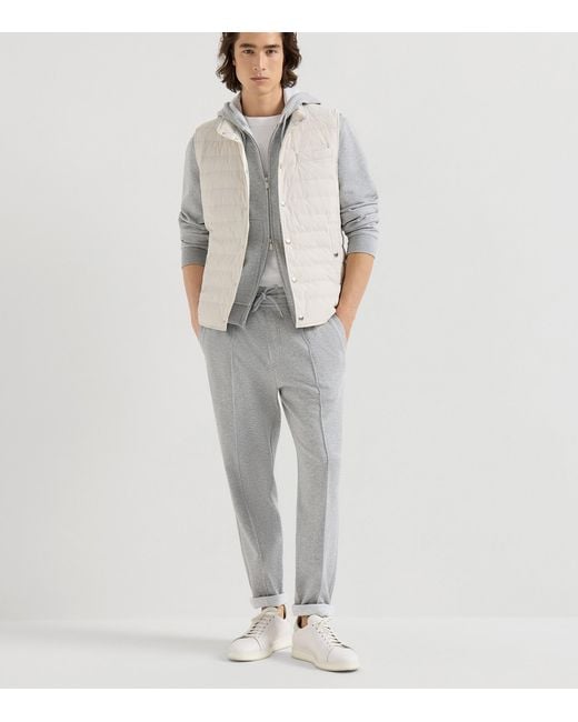 Brunello Cucinelli White Bonded Taffeta Down Gilet for men