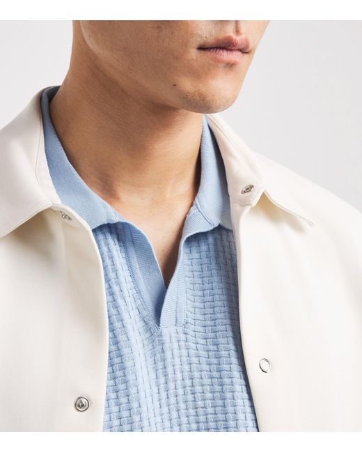 Boss Blue Cotton Open-Collar Polo Shirt for men