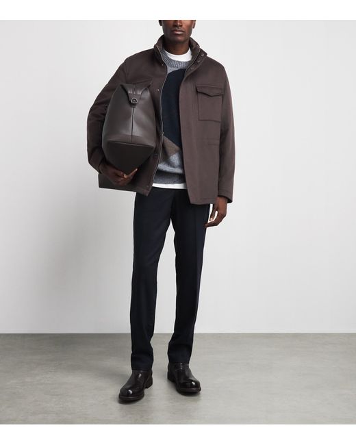 Herno Brown Virgin Wool-Cashmere Field Jacket for men