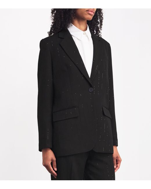 Sandro Black Sequin-Stripe Opera Blazer